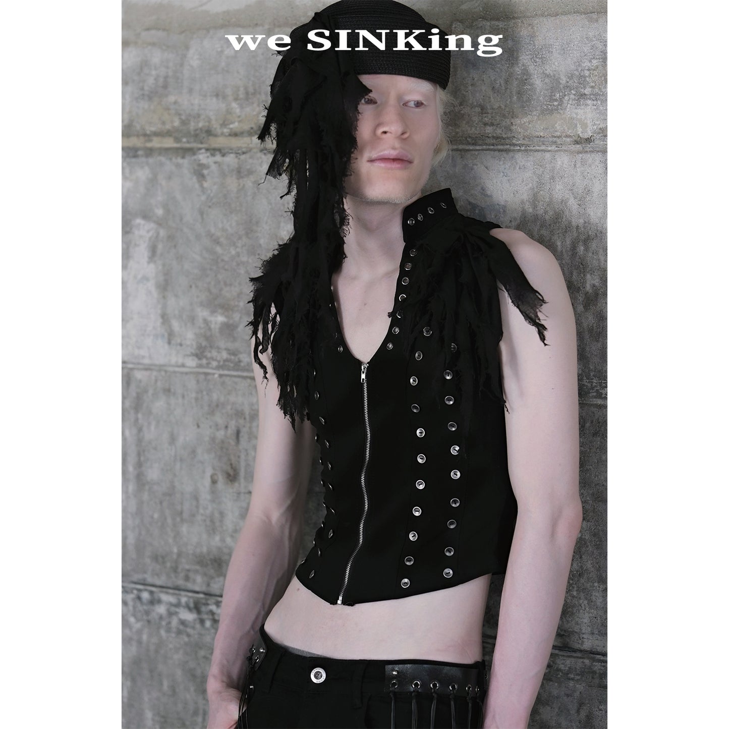 SINKing Frayed Cropped Vest