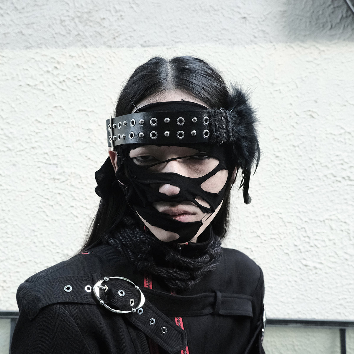 SINKing Fallen Headband【Adjustable/ Faux leather and Studded】