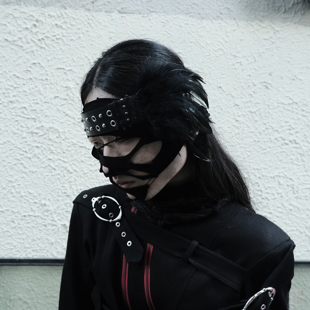 SINKing Fallen Headband【Adjustable/ Faux leather and Studded】