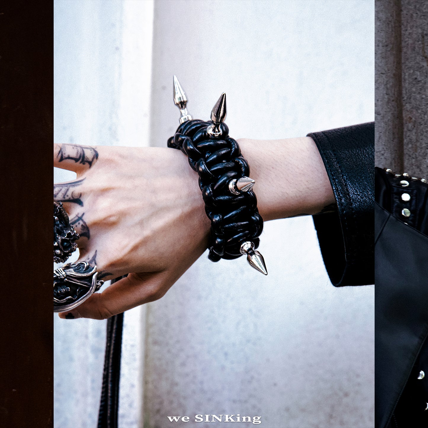 SINKing Braided Leather Studded Necklace/Bracelet