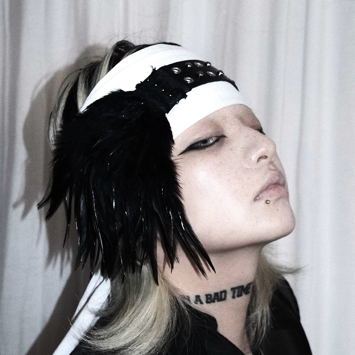 SINKing Fallen Headband【Adjustable/ Faux leather and Studded】