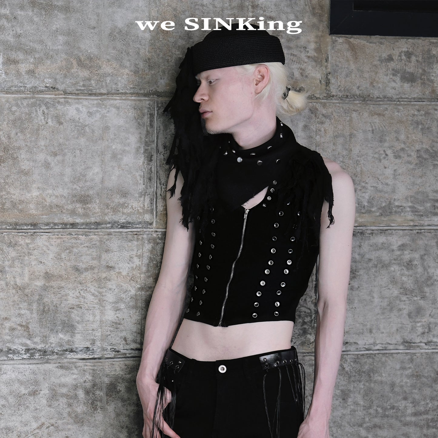 SINKing Frayed Cropped Vest