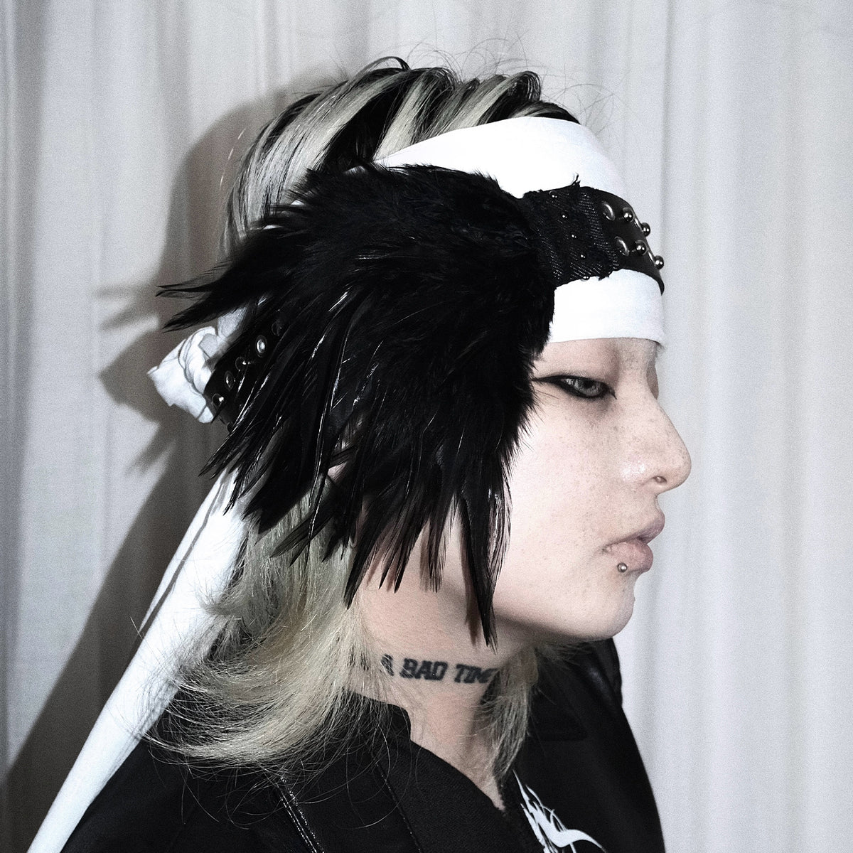 SINKing Fallen Headband【Adjustable/ Faux leather and Studded】