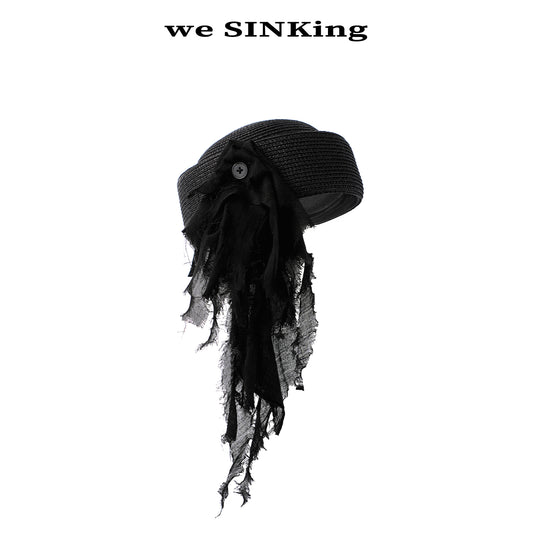 SINKing Straw Frayed Round Hat